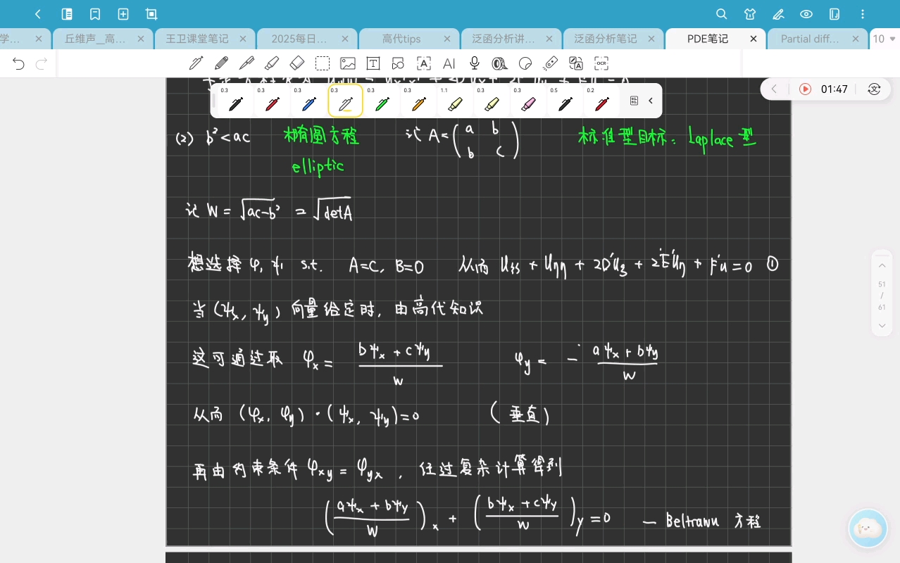 偏微分方程10-Chapter 2.3二阶线性方程，2.4一维波动方程-20251014
